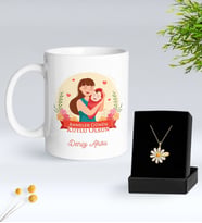 BK Gift Kişiye Özel Anneler Günü Tasarımlı Beyaz Kupa ve Papatya Kolye Hediye Seti - 2, Anneler Günü Hediyeleri, Anneye Hediye