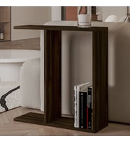 Lotus Modern Yan Sehpa – Kitaplıklı ve Dekoratif Tasarım (Ceviz)