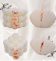 %100 Saya Wax Sarı Varaklı Kokulu Mum (Beyaz)