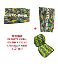 Deutz Fahr 4055 E 4065 E ve 4075 E Serisi Tenteli Traktör Kılıfı Branda (A.Yeşil - Oranj - Fuşya)