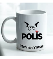 Kişiye Özel İsim ve Fotoğraf Baskılı Polis Temalı Kupa Bardak No:001