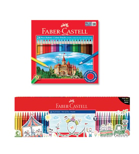 Faber Castell 24 Renk Kuru Boya ve 48’li Maxi Keçeli Kalem İkisi Birarada Set