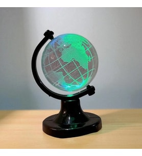 Mini Işıklı Cam Kristal Dünya 1 ADET (Premium,Hediye Kutusunda,Not Yazılabilir) (Siyah)