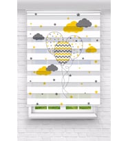 SARILI BALONLAR ZEBRA - STOR PERDE ÇOCUK ODASI - BASKILI STOR - ZEBRA PERDE