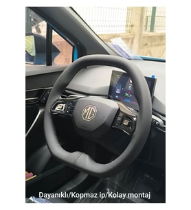DİKİŞLİ DERİ DİREKSİYON KILIFI DAMARLI SİYAH DERİ SİYAH DİKİŞLİ MG ARAÇLAR İÇİN