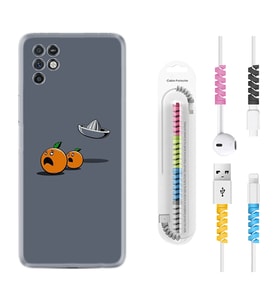 INFINIX Note 11 Pro Note 10 Hot 9 Play Kılıf Kablo Koruma Spiral Silikon Orange Escape 1374
