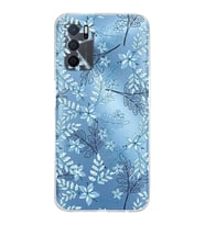 PrintiFy Oppo A16 Uyumlu Kamera Korumalı Floral Mavi Tasarımlı Şeffaf Silikon Kılıf