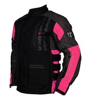 Motosiklet Montu Kadın Tourex 4 Mevsim CE Sertifikalı Long Touring Layd Motorcu Mont Siyah-Pembe