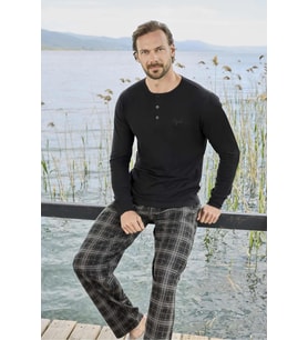 Aydoğan Erkek Modal Uzun Kollu  Pijama Takımı 3431 - 1 Adet (Siyah)