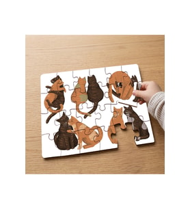 Aşık Kedicikler Tasarımlı 24 Parça Ahşap Çocuk Puzzle MPK1038