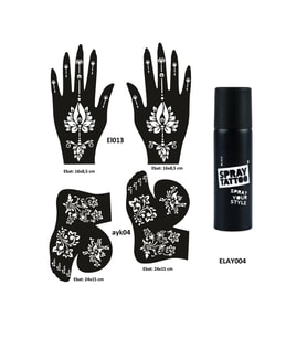Lotus Model El Ayak Geçici Dövme Seti Spray Tattoo Dark Siyah Renk