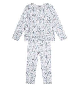 Organik Beyaz Uzun Kollu Kız Çocuk Pijama Takımı