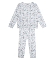Organik Beyaz Uzun Kollu Kız Çocuk Pijama Takımı