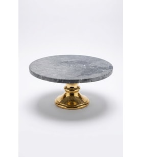 BLACK MARBLE AYAKLI PASTA STANDI 25X25X12CM – Lüks Doğal Mermer Sunum ve İkramlık