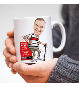 Kişiye Özel Ruhu Genç Dedem Karikatürlü Kupa Bardak
