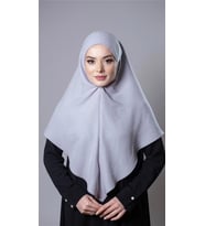 Gri Pratik Hazır Geçmeli Tesettür Eşarp Pamuk Caz Kumaş Düz Hijab 2306_15