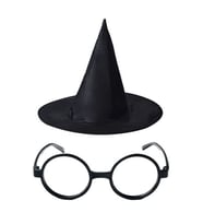 Mey İthalat® Harry Potter Büyücü Şapkası ve Harry Potter Büyücü Gözlüğü Siyah Renk
