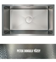 GL General 70X40 Antrasit Petek Dokulu Çelik Mutfak Eviyesi 304 Paslanmaz Çelik 1mm