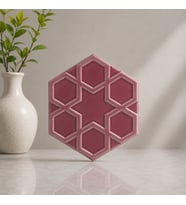 Armada Çini 15x17 Cm Rölyefli Yıldız Koyu Pembe Altıgen Seramik
