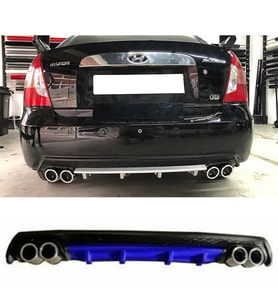 Hyundai Accent Era Mavi Difüzör Çiftli Yuvarlak Egzoz Görünümlü D Tip Difizör 2006 - 2009