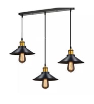 MYLİGHTS   RETRO METAL  ÜÇLÜ SIRALI  RUSTİK AVİZE 60CM EN   MASA ÜSTÜ (Siyah)