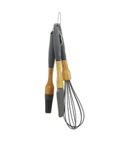 3 PCS SİLİKON ÇIRPICI - FIRÇA - SPATULA SETİ AHŞAP BAMBU SAP - SİLİKON KILIFLI (5343)