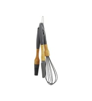 3 PCS SİLİKON ÇIRPICI - FIRÇA - SPATULA SETİ AHŞAP BAMBU SAP - SİLİKON KILIFLI (5343)