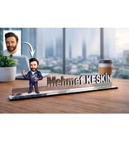 Kişiye Özel Tamirci Karikatürlü 30 cm Ayna Pleksi Masaüstü İsimlik - Tamirci Hediyesi Usta ve Teknik Meslek Hediyesi
