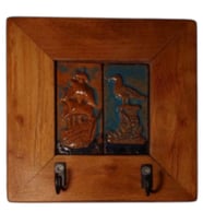 Anahtarlık Duvar Panosu Martı&Gemi Kolaj Askılık Tablo 14,5 × 14,5 × 2,5 cm (Kahverengi)