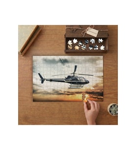 Havada Siyah Helikopter Tasarımı 240 parça Ahşap Puzzle Ahşap Kutuda MP08111