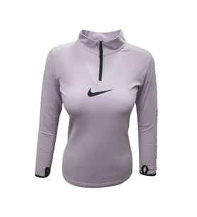 Nike 0743 Kadın Kolu Baskılı Pro Crop Sweatshirt - Mor - ST00151-Mor-L (Mor)