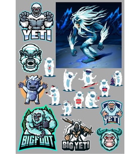 Yeti Buz Canavarı Sticker Set 17 Parça Telefon, Tablet, Defter, Laptop Sticker