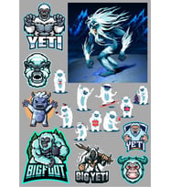 Yeti Buz Canavarı Sticker Set 17 Parça Telefon, Tablet, Defter, Laptop Sticker