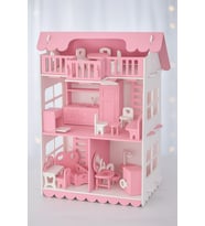 Ahşap Oyun Evi 32 Parça Açık Pembe