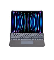 Apple T5509D iPad Pro 12.9 (2022) Kılıf Palermo Ledli Klavyeli Standlı Tablet Kılıfı - Siyah
