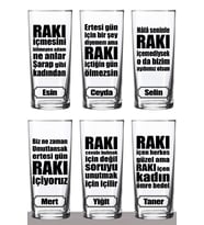 Kişiye Özel Rakı İçiyoruz 6'lı Rakı Bardağı Seti