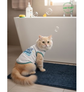 Beni Yıka Baskılı Kedi ve Köpek Kıyafeti–Sevimli Desenli Evcil Hayvan Tişörtü Elbisesi, Farklı Renklerde (Beyaz)