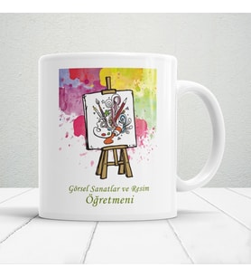Görsel Sanatlar ve Resim Öğretmenlerine Özel Öğretmenler Günü Hediyelik Baskılı Kupa