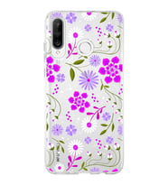Huawei P30 Lite Uyumlu Kapak Flowers Tasarımlı Şeffaf Silikon Kılıf
