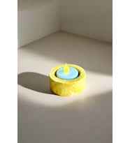 Dekoratif Sarı Mermer Desenli Beton Şamdan  El Yapımı Tealight Mumluk 3 Adet