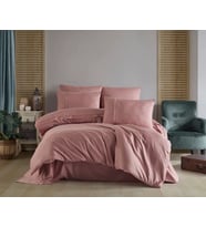 Mulvxurg  Urg02  Premium Deluxe 300Tc Çift Kişilik Saten Nevresim Takımı Plain Pudra (Mulvix)