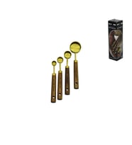 4 PCS GOLD METAL ÖLÇÜ KAŞIK SETİ OTANTİK AĞAÇ KULP 15ML - 5ML - 2.5ML - 1.25ML (5343)