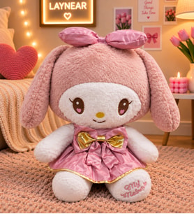 My Melody Peluş 45 cm – Pembe Elbiseli Büyük Boy Sevimli Tavşan Oyuncak