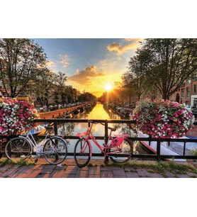 Gold Puzzle 1000 Parça Kanalda Gün Batımı, Amsterdam Puzzle