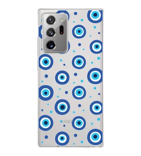 PrintiFy Samsung Galaxy Note 20 Ultra ile Uyumlu 1mm Slim Fit Nazar Boncuğu 1 Baskılı Şeffaf  Kılıf