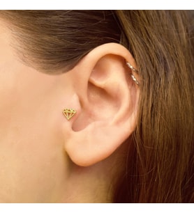 Elmas Modelli Altın Tragus Küpe (Gold)