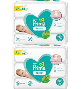 Prima Islak Havlu Mendil Hassas Ciltler İçin Bitki Bazlı Kokusuz (6 Lı Set) (2PK*3) 312 Yaprak