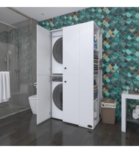 Kenzlife çamaşır-kurutma makinesi dolabı kapaklı foka byz 180*090*60 banyo arkalıksız (Karışık)