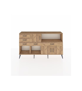 Arges Konsol 2 Raflı 5 Çekmeceli 3 Kapaklı 176x30x99 Çam-Çam