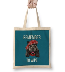 REMEMBER TO WIPE DOG Lover Gift Bez Çanta Uzun Saplı
